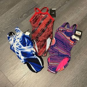 3 pc Nike NWT Girls size 5 bathing suits swimsuits swim NX Performance Poly